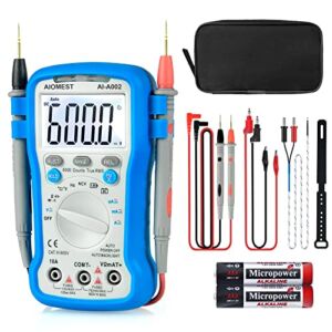 6000 Counts TRMS Digital Multimeter Auto Ranging – Electrical Meter Multitester for AC/DC Current Voltage Resistance Capacitance Frequency/Duty,Diode/hFE, NCV, Temperature with Auto Backlight