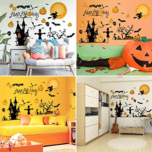 Happy Halloween Removable Wall Stickers Window Art Decoration Vinyl Witch Bats Pumpkin Decals for Home Decor Indoor Outdoor | The Storepaperoomates Retail Market - Fast Affordable Shopping