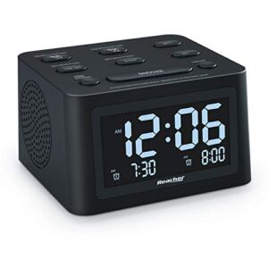 REACHER R3 Dual Alarm Clock and White Noise Machine with Adjustable Volume, 6 Wake Up Sounds, 12 Soothing Sounds for Sleeping, Auto-Off Timer, USB Charger, Battery Backup , 0-100% Dimmer for Bedroom
