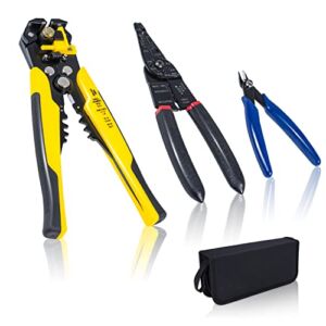 KOTTO Automatic Electrical Wire Stripper Set – Cutter and Crimping Tool – Multi-Tool with Storage Bag