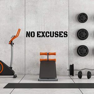 Fairwinds Design – No Excuses 4’ Long Gym Wall Vinyl Decal – Inspirational Workout Wall Quote for Gym and Fitness Center (Black)