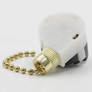 Zing Ear ZE-268S2 Pull Chain Switch 3 Speed Brass for Ceiling Fan 4 Wire (Brass)