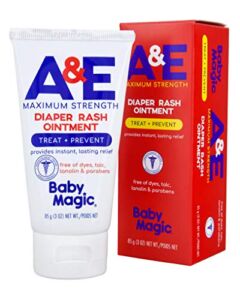Baby Magic A&E Maximum Strength Diaper Rash Ointment | 3oz | Vitamins A & E | Free of Talc, Parabens, Phthalates and Dyes