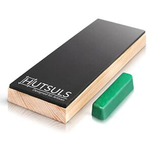 Hutsuls Leather Strop Block with Compound – Get Razor-Sharp Edges with Knife Strop Kit, Easy to Use Quality Non-Slip Leather Stropping Block & Leather Honing Strop Step-by-Step Guide Included