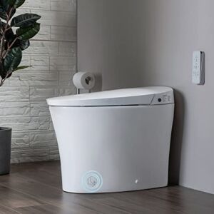 WOODBRIDGE B0970S Smart Bidet Toilet Elongated One Piece Modern Design, Auto Flush, Foot Sensor Operation, Heated Seat With Integrated Multi Function Remote Control In White