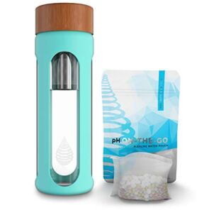 pH Hydrate Glass Alkaline Water Bottle – Portable Alkaline Water Filter – Water Filter Bottle – Increase pH (580 ml)