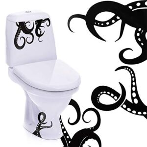 15 Pieces Kraken Octopus Toilet Decor Sticker Octopus Toilet Home Decal Black Sea Creature Wall Art Sticker Tentacles Bathroom Kraken Decal for Toilet Seat