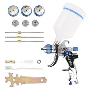 HVLP Gravity Feed Air Spray Gun with 3 Nozzles 1.4mm 1.7mm 2.0mm, Air Paint Kits with 600cc Cup for Car /Home Domestic /Industrial Primer, Furniture Surface Painting, Coatings Spraying