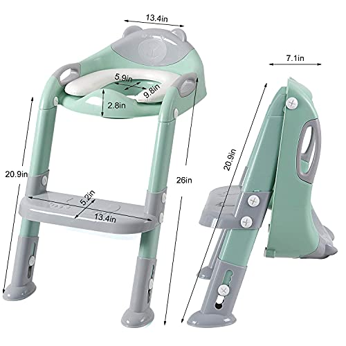 Potty Training Seat Boys Girls,Toddlers Potty Seat Toilet Chair, Kids Toilet Training Seat with Step Stool Ladder (Gray/Green) | The Storepaperoomates Retail Market - Fast Affordable Shopping