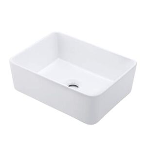 KES Rectangle Vessel Sink 16″X12″ White Bathroom Sink Above Counter Porcelain Ceramic Small Sink Bowl, BVS110S40