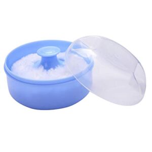 EXCEART Empty Body Powder Container Powder Puff Box Puff Sponge Case for Baby Infant Newborn Home and Travel (Blue)