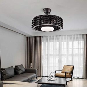 TFCFL Bladeless Ceiling Fan, 22″ Modern Fandelier Fan LED Light Reverse Function with Remote Control 3 Speeds 3-Color Change for Living Room Kitchen Bedroom (Brown)