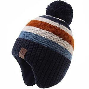 LMLALML Boys Winter Hat Earflap Knitted Beanie for Kids Warm Fleece Lined Thicken Hat for Baby
