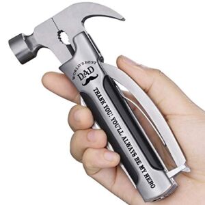 VEITORLD All in One Survival Tools Small Hammer Multitool, Gifts for Dad from Daughter Son Christmas, Cool Gadgets Stocking Stuffers for Men, Unique Birthday Gift Ideas for Dad Stepdad Men Him