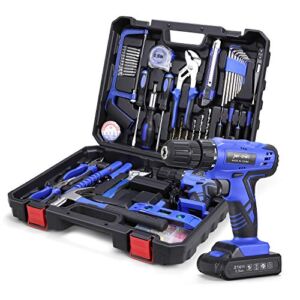 Jar-owl Tool Kit with Drill, 21V Cordless Drill Power Tools Combo Kit with 112Pcs Household Hand DIY Tool Set for Home Professional Office House Tool kit-Blue