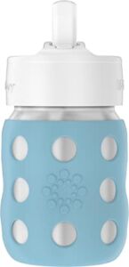 Lifefactory 8-Ounce Stainless-Steel Vacuum-Insulated Wide-Neck Baby Bottle with Straw Cap, Denim (LS2241WDE4)