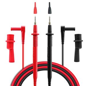 ZIBOO KIT-14 Replacement Test Lead Set, Right Angle,with Threaded Alligator Clips, 4mm Banana Test Lead Probe Clip Suitable for Most of Digital Multimeter,Clamp Meter and Measure Products