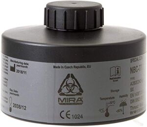 MIRA Safety – NBC-77 SOF – Single 40mm Gas Mask Filter – Special Combined CBRN Respirator Filters – NATO Standard Size (40mm x 1/7″) – Canister Filter Fits CBRN Gas Masks – 20 Year Shelf Life