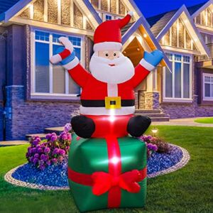 6ft Christmas Inflatable Santa Claus with Gift Box Outdoor Decoration, Outdoor Inflatable Yard Decorations, Suitable for Christmas Decoration Indoor Outdoor Home Patio Lawn Garden Party.