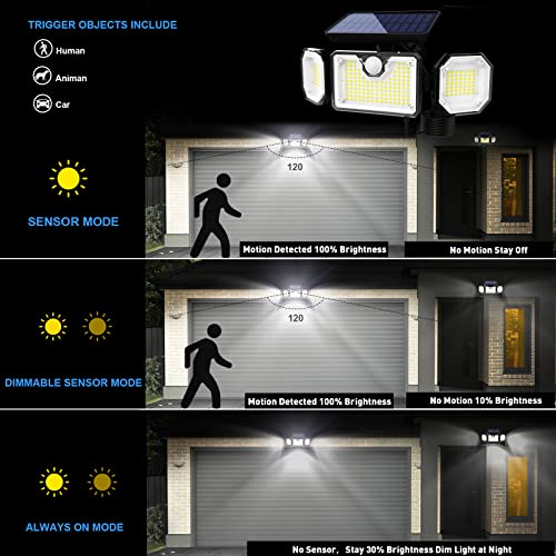 Solar Lights Outdoor Motion Sensor 2 Pack LED Solar Powered Flood Lights 270°Wide-Angle Adjustable Solar Security Light with 3 Lighting Modes Separate IP65 Waterproof for Porch Patio Garage Yard | The Storepaperoomates Retail Market - Fast Affordable Shopping