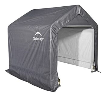 ShelterLogic 6′ x 6′ Shed-in-a-Box All Season Steel Metal Frame Peak Roof Outdoor Storage Shed with Waterproof Cover and Heavy Duty Reusable Auger Anchors, Grey | The Storepaperoomates Retail Market - Fast Affordable Shopping