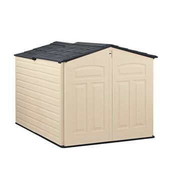 Rubbermaid Slide-Lid Resin Weather Resistant Outdoor Storage Shed, 6 x 3.75 feet, 96 cu. ft., Olive/Sandstone, for Garden/Backyard/Home/Pool | The Storepaperoomates Retail Market - Fast Affordable Shopping