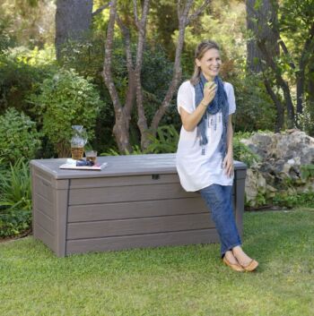 Keter Brightwood 120 Gallon Outdoor Garden Patio Storage Furniture Deck Box | The Storepaperoomates Retail Market - Fast Affordable Shopping