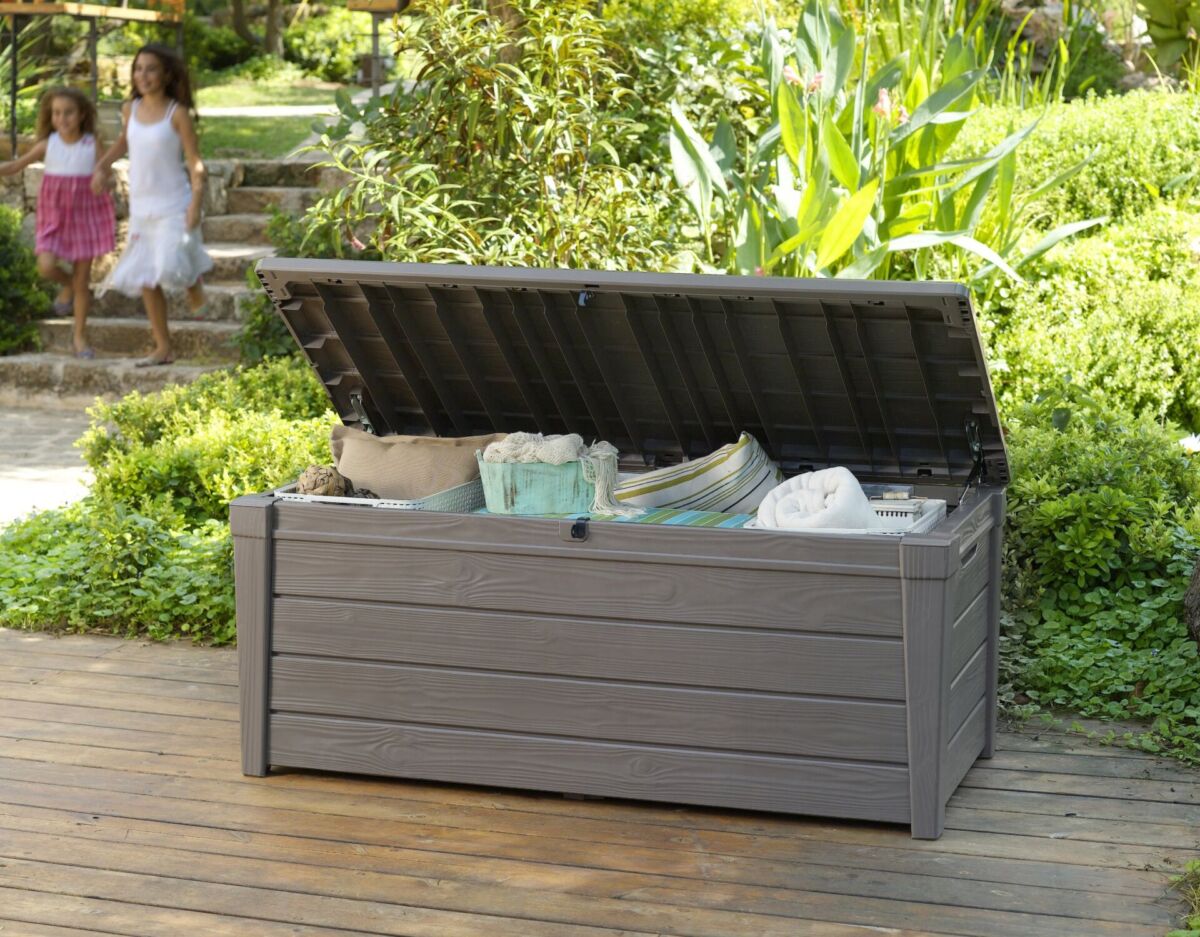 Keter Brightwood 120 Gallon Outdoor Garden Patio Storage Furniture Deck Box | The Storepaperoomates Retail Market - Fast Affordable Shopping