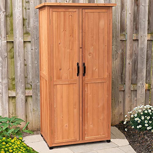 Leisure Season VSS3005 Vertical Storage Shed – Brown – Indoor and Outdoor Wooden Equipment Closet – Lockable Lawn, Garden, Backyard, Patio Tool Cabinet Organizer – Large Locker with Door and Shelves | The Storepaperoomates Retail Market - Fast Affordable Shopping