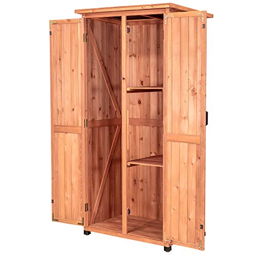 Leisure Season VSS3005 Vertical Storage Shed – Brown – Indoor and Outdoor Wooden Equipment Closet – Lockable Lawn, Garden, Backyard, Patio Tool Cabinet Organizer – Large Locker with Door and Shelves | The Storepaperoomates Retail Market - Fast Affordable Shopping