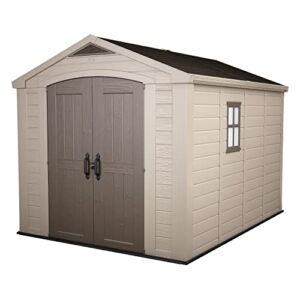 Keter Factor 8 x 11 Resin Large Outdoor Storage Shed, 8×11, Taupe