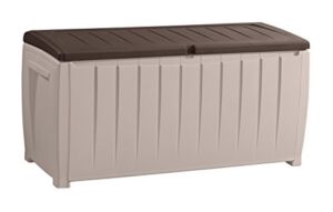 Keter Novel Plastic Deck Storage Container Box Outdoor Patio Furniture 90 Gal, Brown