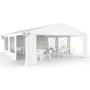 Quictent 20’x20′ Heavy Duty Outdoor Carport White Party Wedding Tent Shelter Gazebo Pavilion with Carry Bags