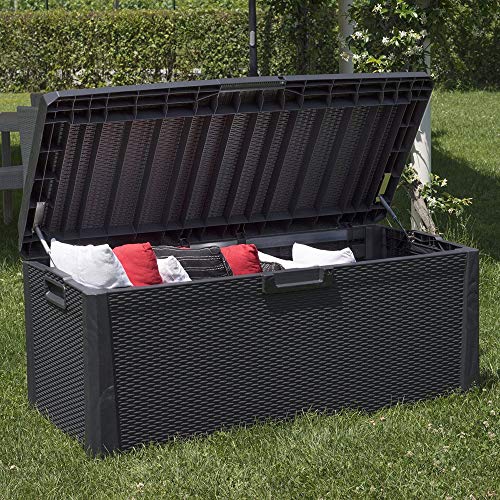Toomax Z156RD97 Santorini Plus Lockable Deck Storage Box Bench for Cushioned Outdoor Pool Patio Garden Furniture & Indoor Toy Bin Container, 145 Gallon (Anthracite) | The Storepaperoomates Retail Market - Fast Affordable Shopping