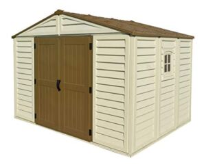 Woodbridge Plus 10.5 Ft. x 8 Ft. Vinyl Garden Storage Shed | Made of Fire Retardant PVC Resin, All-Weather, Waterproof Outdoor Solution, Store Bikes, Tools, BBQ, | Strong Structure, Maintenance Free