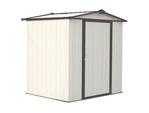 ARROW 6′ x 5′ EZEE Galvanized Steel Low Gable Shed Cream with Charcoal, Storage Shed with Peak Style Roof
