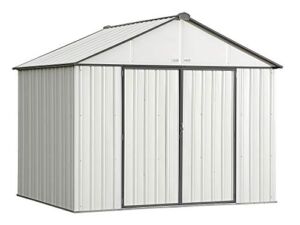 Arrow 10′ x 8′ EZEE Shed Cream with Charcoal Trim Extra High Gable Steel Storage Shed