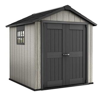 Keter Oakland 7.5 x 7 Outdoor Duotech Storage Shed, Paintable with Window and Skylight, Grey | The Storepaperoomates Retail Market - Fast Affordable Shopping