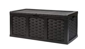 Starplast XXL Sit-On Rattan Style Storage Box: 167.5 Gallon Outdoor Plastic Bin, Weather & Water Resistant, 62.9 x 29.5 x 25 Inches, 2 Colors, 66-811