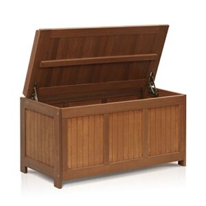Furinno FG17685 Tioman Outdoor Patio Furniture Hardwood Deck Box in Teak Oil, Natural