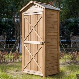 LZ LEISURE ZONE Outdoor Wooden Storage Sheds Fir Wood Lockers with Workstation (Wood)