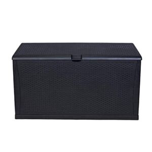 KOOLWOOM Deck Box, 120-Gallon Patio Outdoor Plastic Storage 47.2″ L x 24.01″ W x 24.80″ H Waterproof Black