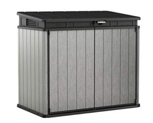 Keter Elite Store 4.6 x 2.7 Foot Resin Outdoor Storage Shed with Easy Lift Hinges, Perfect for Trash Cans, Yard Tools, and Pool Toys, Grey