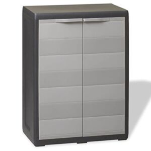 Daonanba Outdoor Storage Cabinet Garden Shed with 1 Shelf Black and Gray