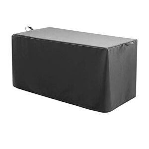Patio Deck Box Cover, Outdoor Storage Box Cover to Protect Large Deck Boxes from Rain, Snow, Wind, Dust Heavy Duty Outdoor Deck Box Cover with Handles Drawstring Gray