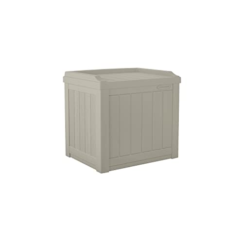 Suncast 22-Gallon Small Deck Box-Lightweight Resin Indoor/Outdoor Storage Container and Seat Cushions and Gardening Tools Store Items on Patio, Garage, Yard, 22 Gallon, Light Taupe | The Storepaperoomates Retail Market - Fast Affordable Shopping