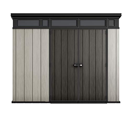 Keter Artisan 9×7 Foot Large Outdoor Shed with Floor with Modern Design for Patio Furniture, Lawn Mower, Tools, and Bike Storage, Grey | The Storepaperoomates Retail Market - Fast Affordable Shopping