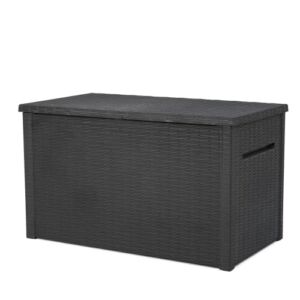 Keter XXL Java 230 Gallon Resin Rattan Look Large Outdoor Storage Deck Box for Patio Furniture Cushions, Pool Toys, and Garden Tools
