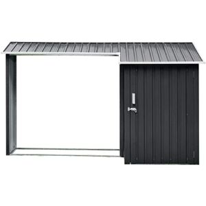 2-in-1 Galvanized Steel Multi-Use Shed with Firewood Storage