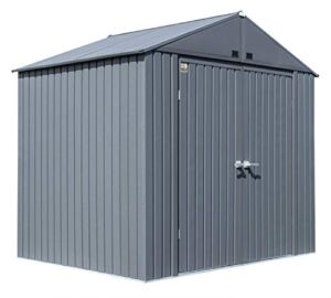 Arrow 8′ x 6′ Elite Steel Storage Shed with High Gable and Lockable Doors Storage Building – Anthracite